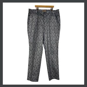 Ellen Tracy Silver Foil Print Jeans Metallic Print High Rise Women's Size 14